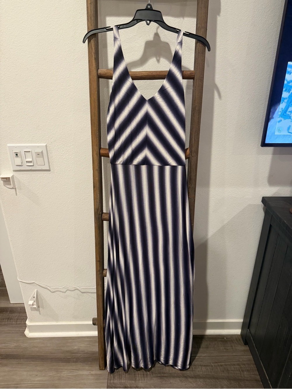GAP Navy and White Striped Maxi Dress